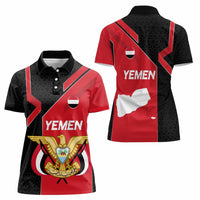 Yemen Eagle Emblem Women Polo Shirt with National Flag and Map Design