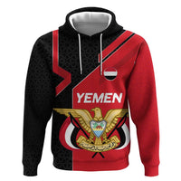 Yemen Eagle Emblem Zip Hoodie with National Flag and Map Design