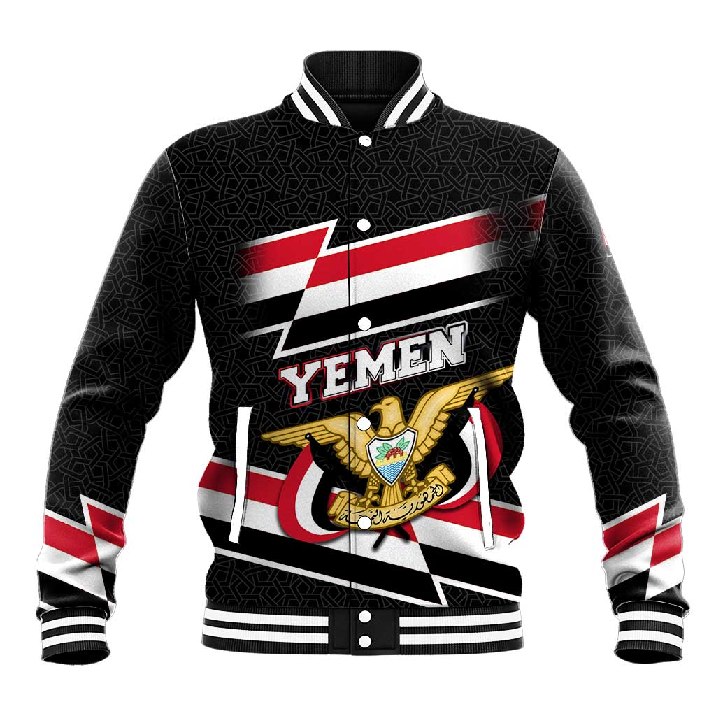Yemen Baseball Jacket with National Eagle Emblem and Flag Stripe Design