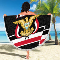 Yemen Beach Blanket with National Eagle Emblem and Flag Stripe Design