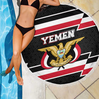 Yemen Beach Blanket with National Eagle Emblem and Flag Stripe Design