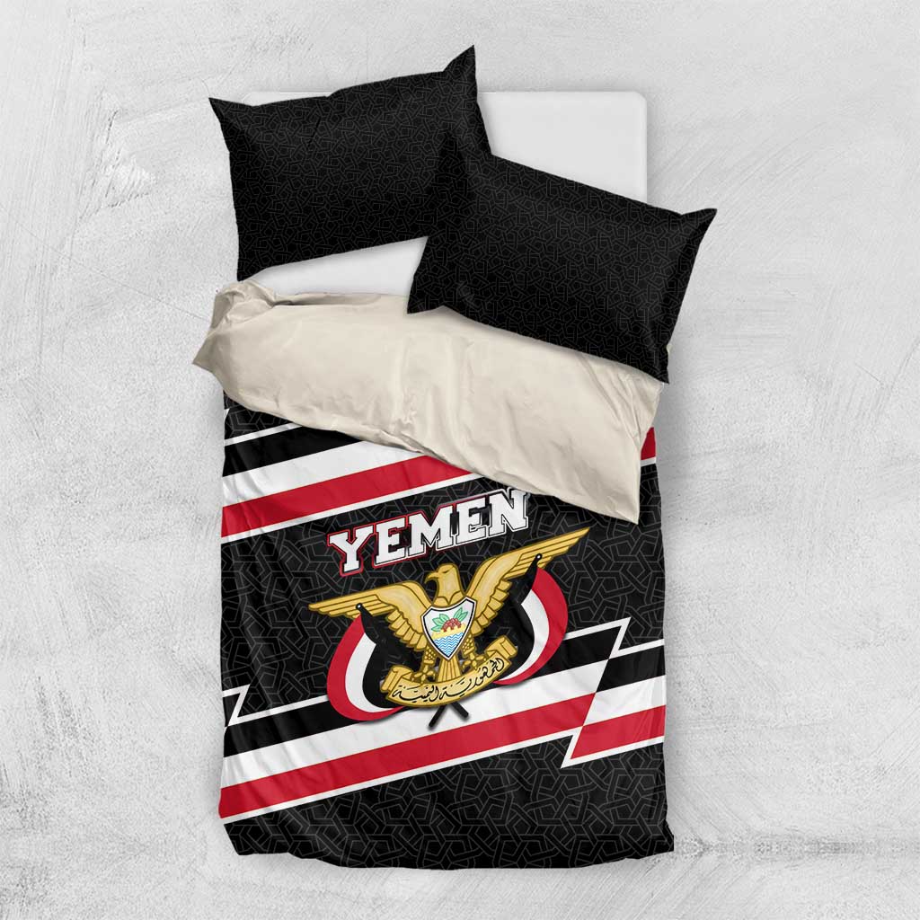 Yemen Bedding Set with National Eagle Emblem and Flag Stripe Design