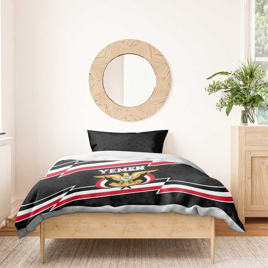 Yemen Bedding Set with National Eagle Emblem and Flag Stripe Design