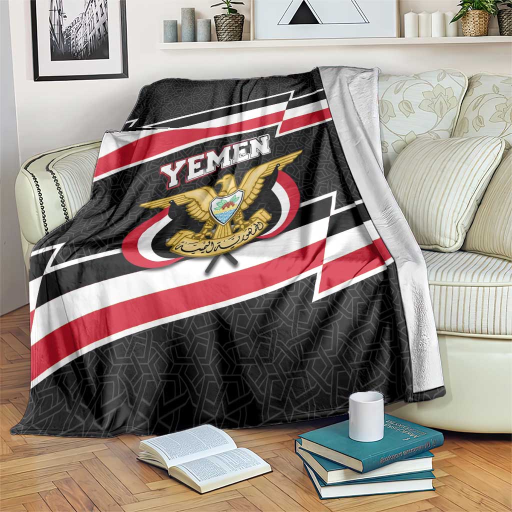 Yemen Blanket with National Eagle Emblem and Flag Stripe Design