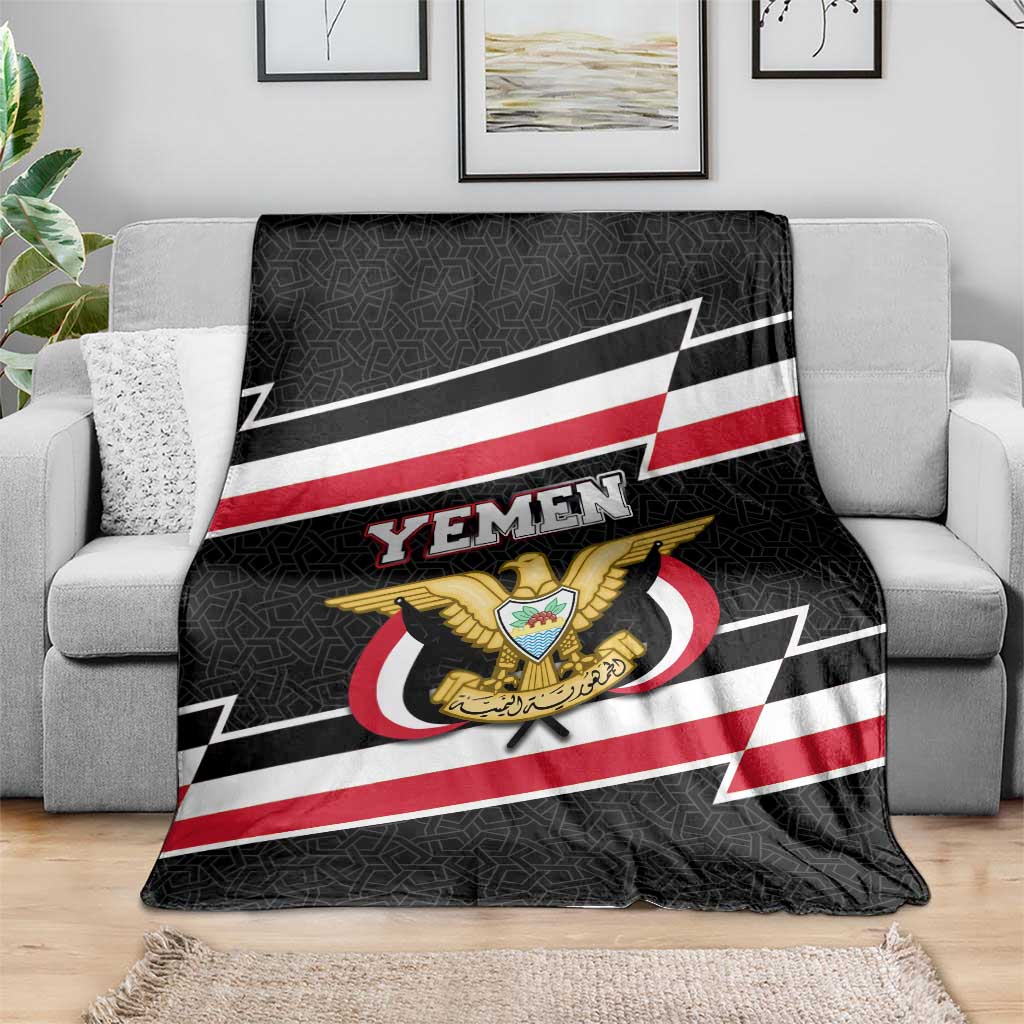 Yemen Blanket with National Eagle Emblem and Flag Stripe Design