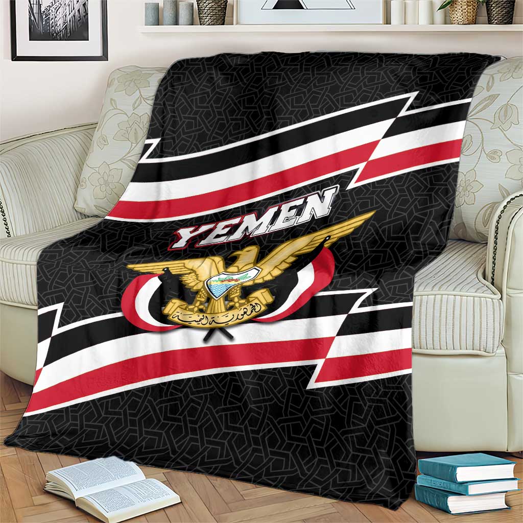 Yemen Blanket with National Eagle Emblem and Flag Stripe Design
