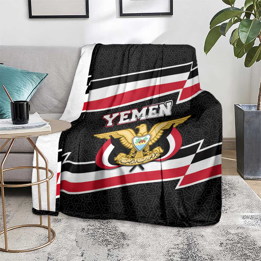 Yemen Blanket with National Eagle Emblem and Flag Stripe Design
