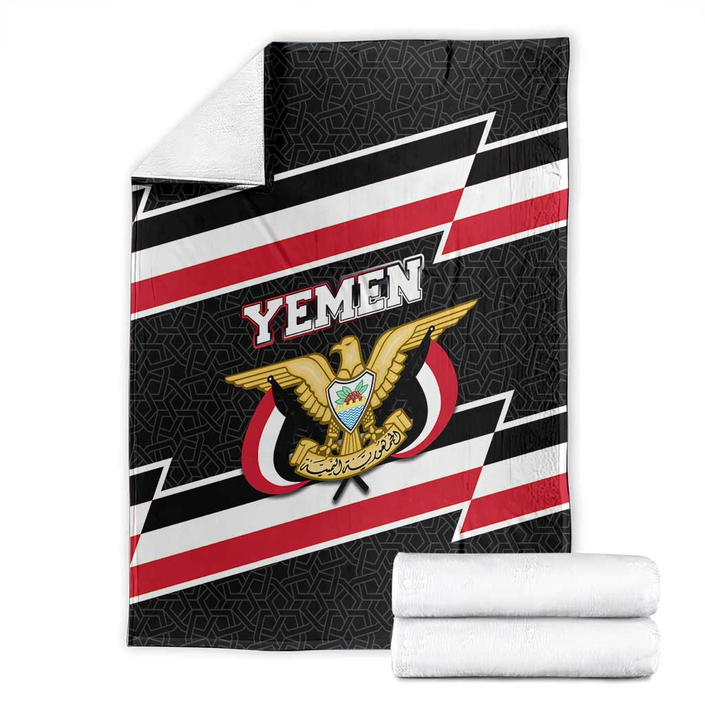 Yemen Blanket with National Eagle Emblem and Flag Stripe Design