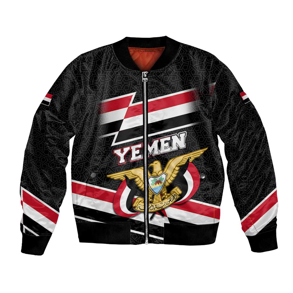 Yemen Bomber Jacket with National Eagle Emblem and Flag Stripe Design