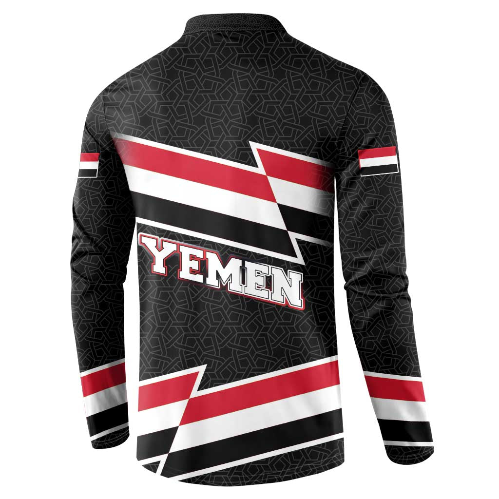 Yemen Button Sweatshirt with National Eagle Emblem and Flag Stripe Design