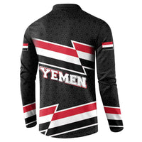 Yemen Button Sweatshirt with National Eagle Emblem and Flag Stripe Design