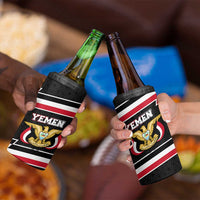 Yemen 4 in 1 Can Cooler Tumbler with National Eagle Emblem and Flag Stripe Design
