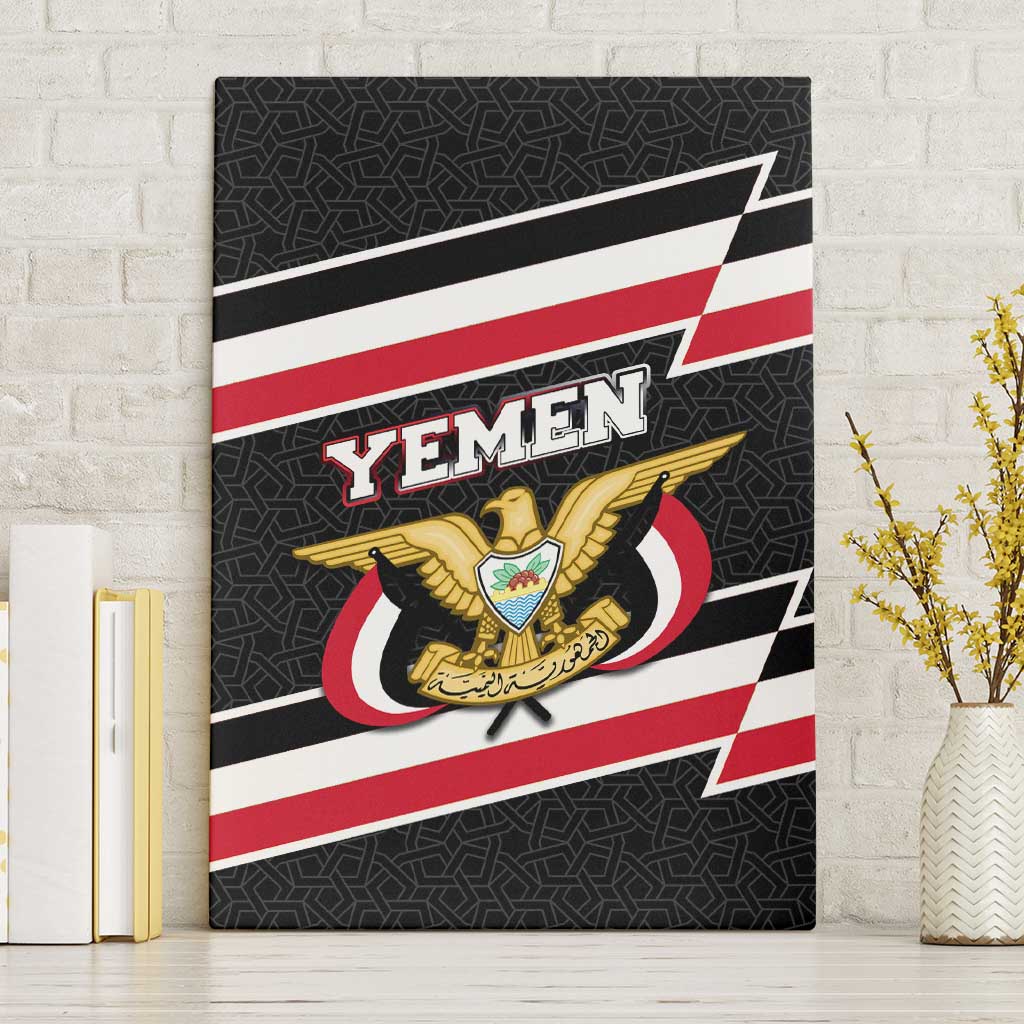 Yemen Canvas Wall Art with National Eagle Emblem and Flag Stripe Design