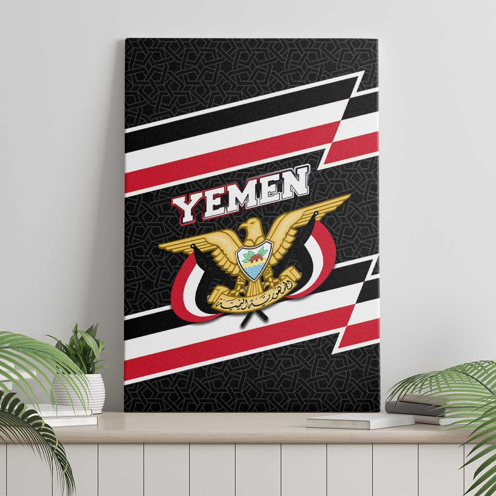 Yemen Canvas Wall Art with National Eagle Emblem and Flag Stripe Design
