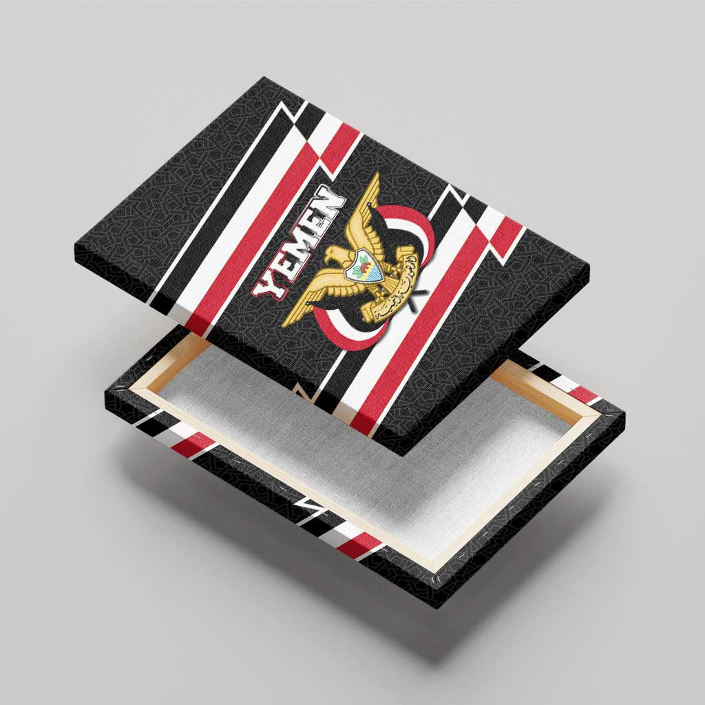 Yemen Canvas Wall Art with National Eagle Emblem and Flag Stripe Design