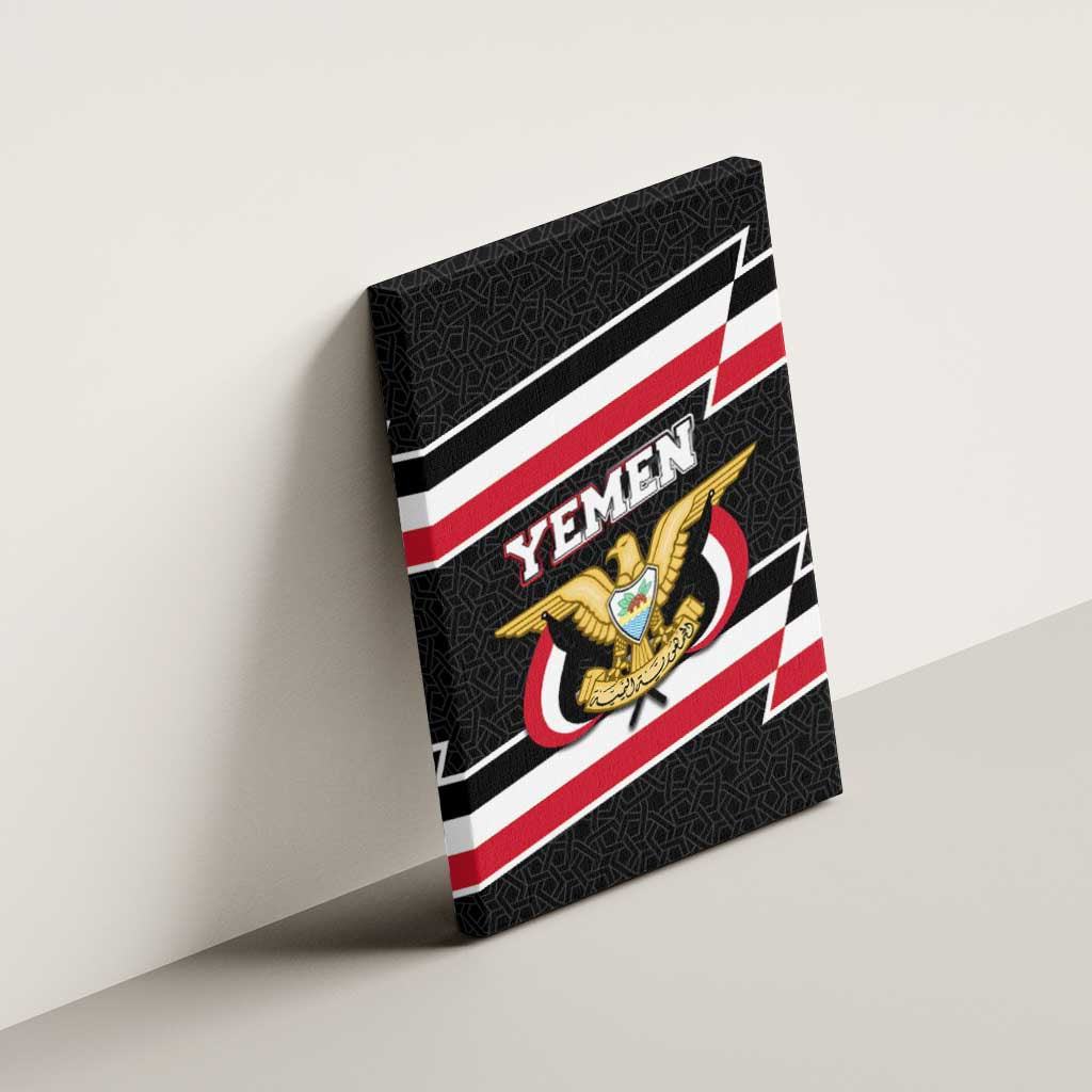 Yemen Canvas Wall Art with National Eagle Emblem and Flag Stripe Design