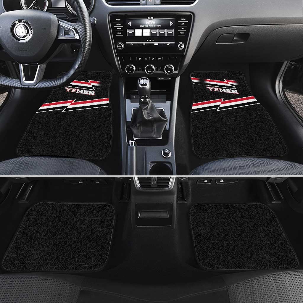 Yemen Car Mats with National Eagle Emblem and Flag Stripe Design