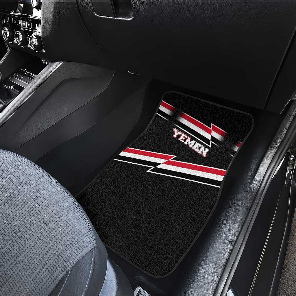 Yemen Car Mats with National Eagle Emblem and Flag Stripe Design