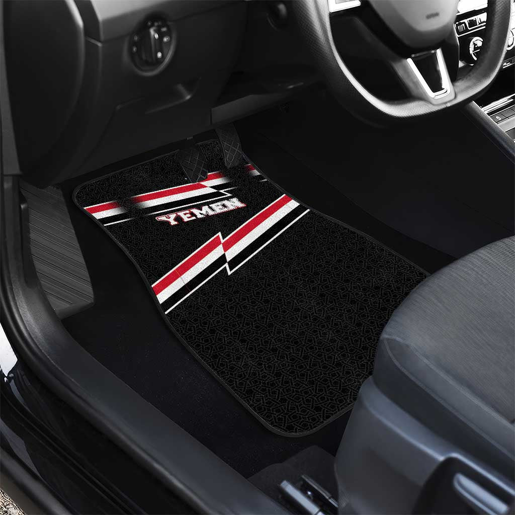 Yemen Car Mats with National Eagle Emblem and Flag Stripe Design