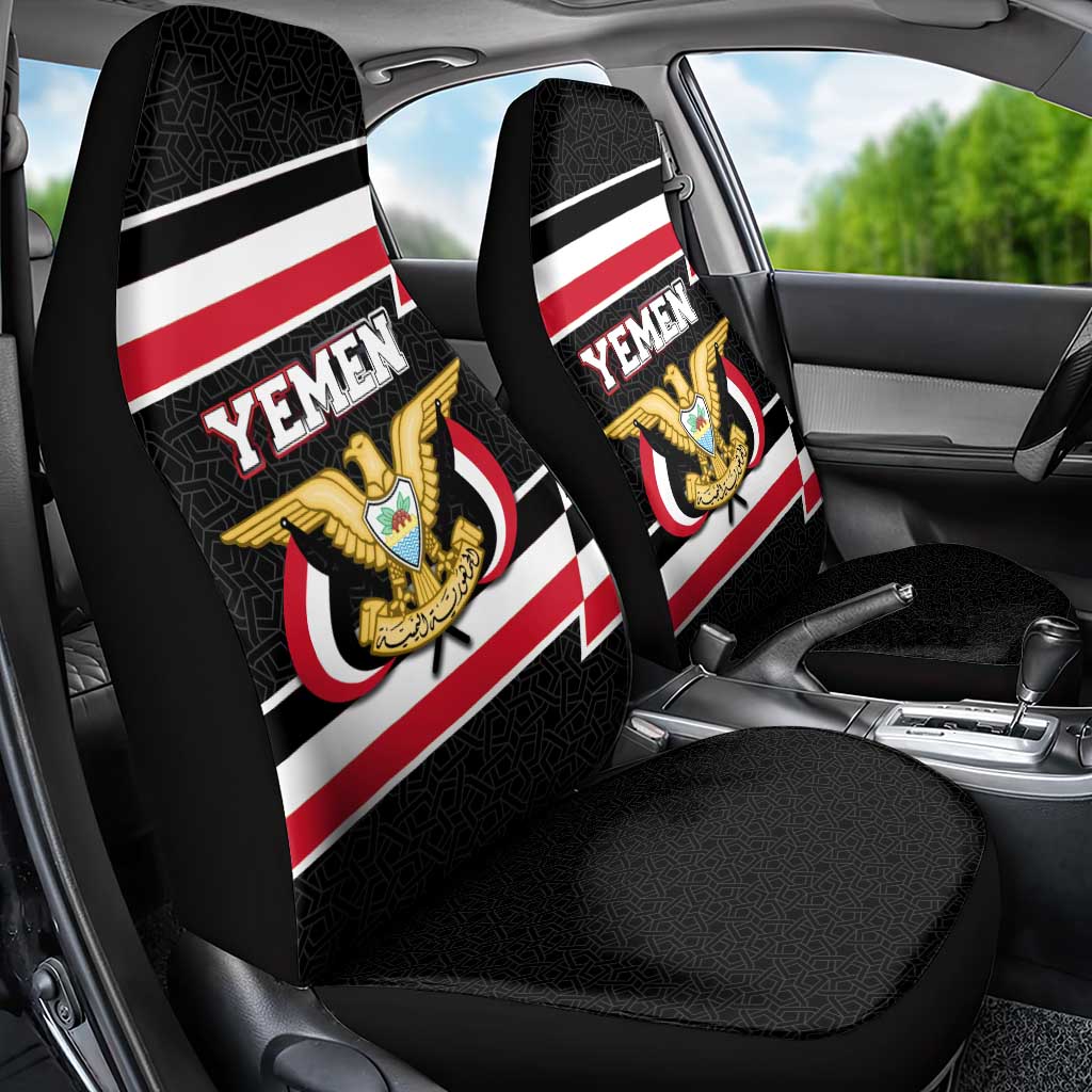 Yemen Car Seat Cover with National Eagle Emblem and Flag Stripe Design