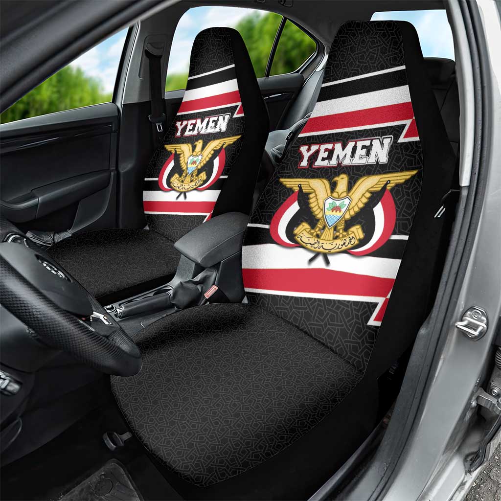 Yemen Car Seat Cover with National Eagle Emblem and Flag Stripe Design