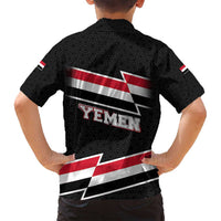 Yemen Family Matching Long Sleeve Bodycon Dress and Hawaiian Shirt with National Eagle Emblem and Flag Stripe Design