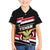Yemen Family Matching Off The Shoulder Long Sleeve Dress and Hawaiian Shirt with National Eagle Emblem and Flag Stripe Design