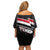 Yemen Family Matching Off Shoulder Short Dress and Hawaiian Shirt with National Eagle Emblem and Flag Stripe Design