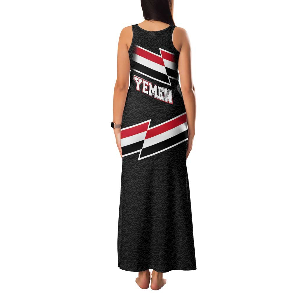 Yemen Family Matching Tank Maxi Dress and Hawaiian Shirt with National Eagle Emblem and Flag Stripe Design