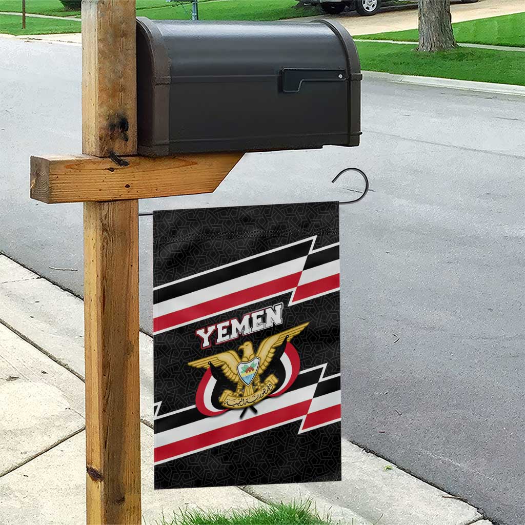 Yemen Garden Flag with National Eagle Emblem and Flag Stripe Design