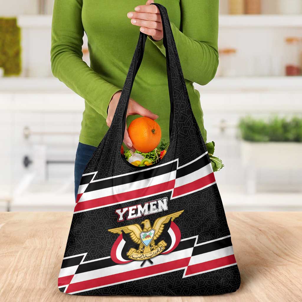 Yemen Grocery Bag with National Eagle Emblem and Flag Stripe Design