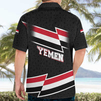 Yemen Hawaiian Shirt with National Eagle Emblem and Flag Stripe Design