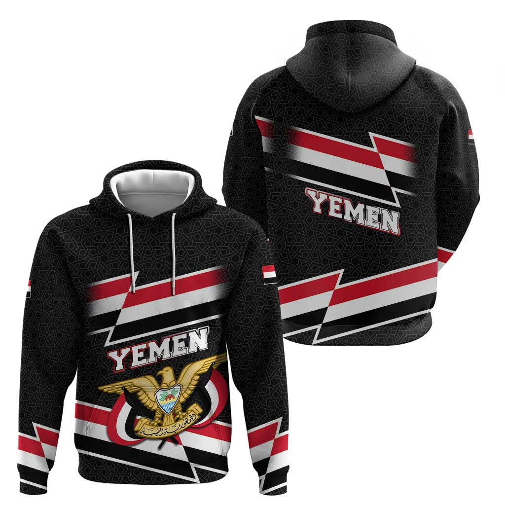 Yemen Hoodie with National Eagle Emblem and Flag Stripe Design