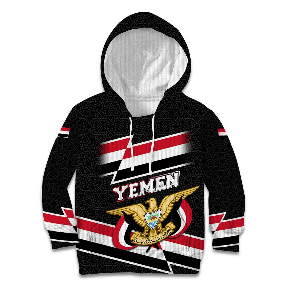 Yemen Kid Hoodie with National Eagle Emblem and Flag Stripe Design