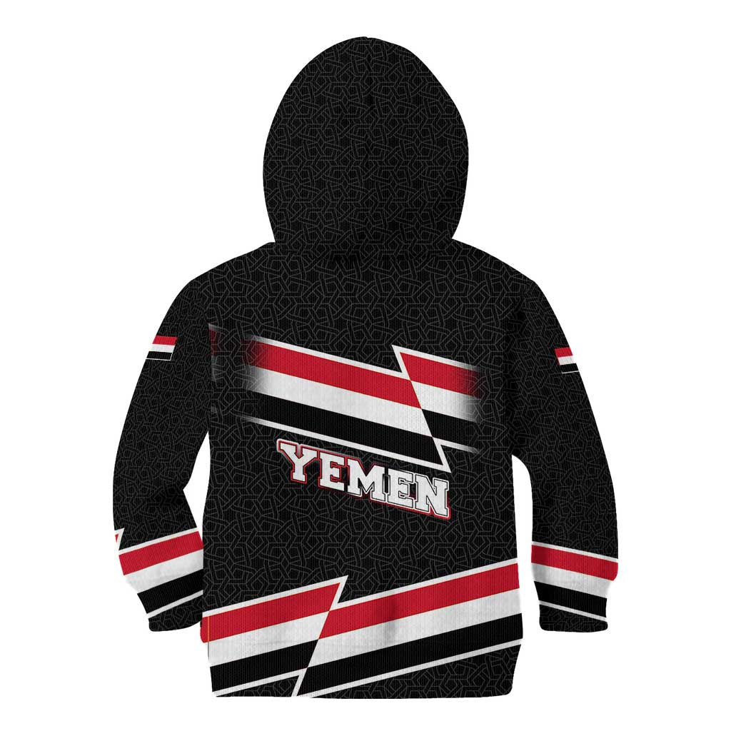 Yemen Kid Hoodie with National Eagle Emblem and Flag Stripe Design