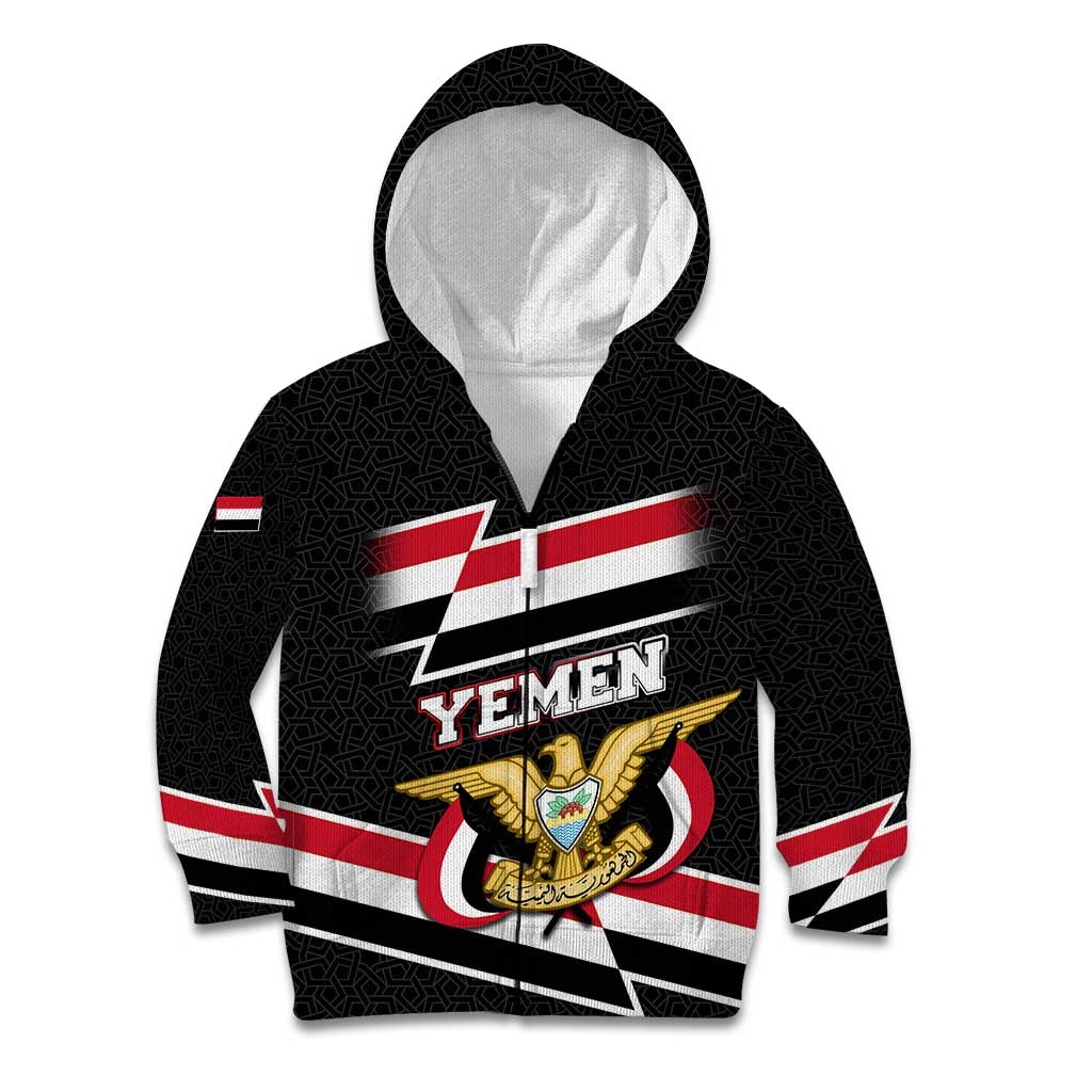 Yemen Kid Hoodie with National Eagle Emblem and Flag Stripe Design