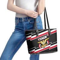 Yemen Leather Tote Bag with National Eagle Emblem and Flag Stripe Design