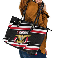 Yemen Leather Tote Bag with National Eagle Emblem and Flag Stripe Design