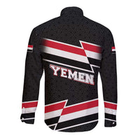 Yemen Long Sleeve Button Shirt with National Eagle Emblem and Flag Stripe Design