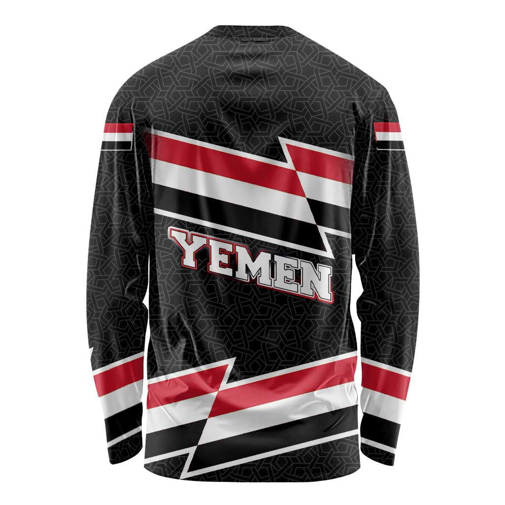 Yemen Long Sleeve Shirt with National Eagle Emblem and Flag Stripe Design