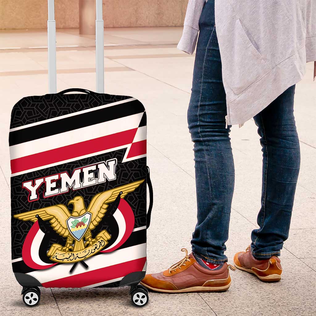 Yemen Luggage Cover with National Eagle Emblem and Flag Stripe Design