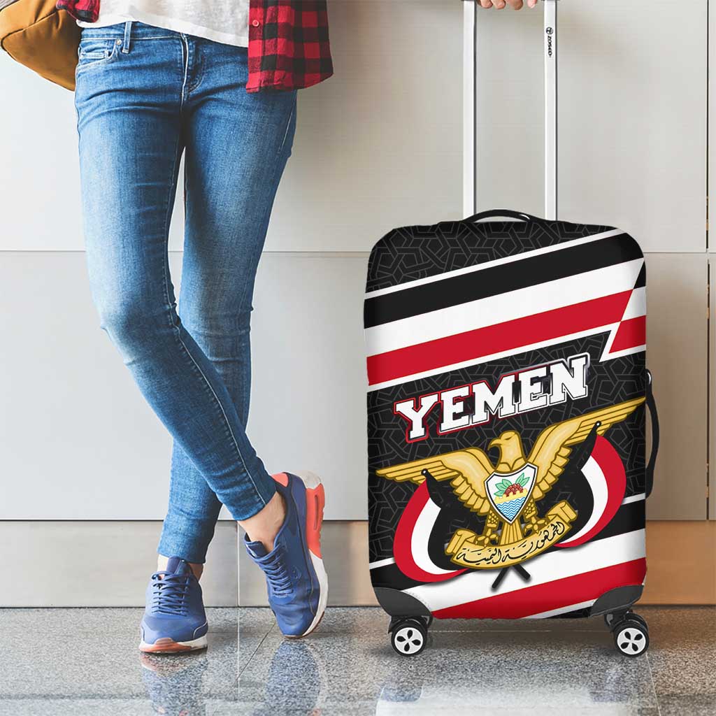 Yemen Luggage Cover with National Eagle Emblem and Flag Stripe Design