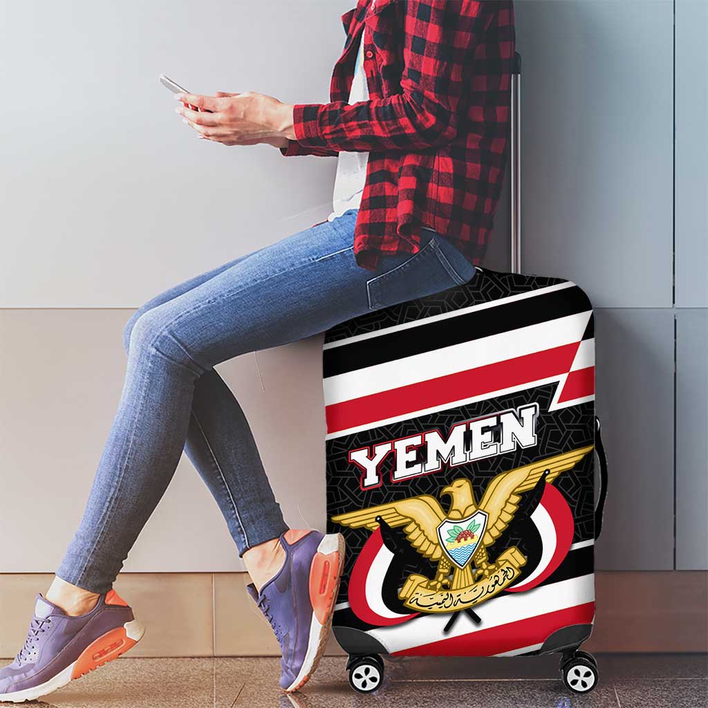 Yemen Luggage Cover with National Eagle Emblem and Flag Stripe Design