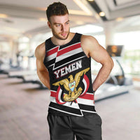 Yemen Men Tank Top with National Eagle Emblem and Flag Stripe Design