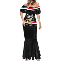Yemen Mermaid Dress with National Eagle Emblem and Flag Stripe Design
