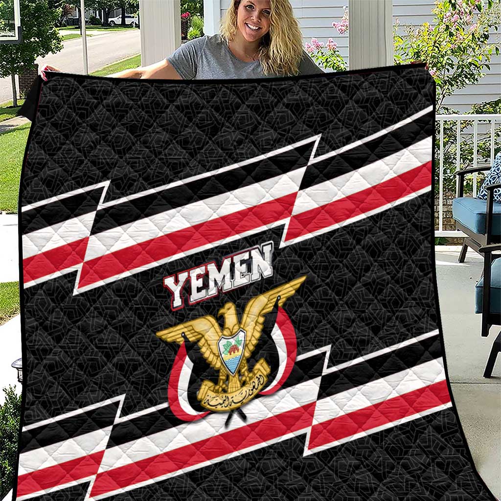 Yemen Quilt with National Eagle Emblem and Flag Stripe Design