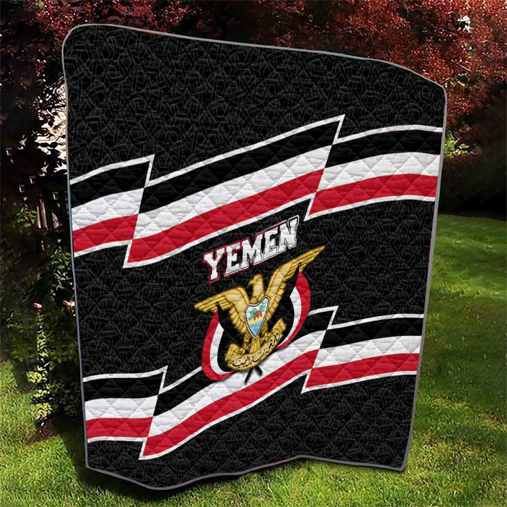 Yemen Quilt with National Eagle Emblem and Flag Stripe Design