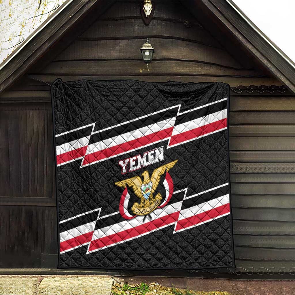 Yemen Quilt with National Eagle Emblem and Flag Stripe Design