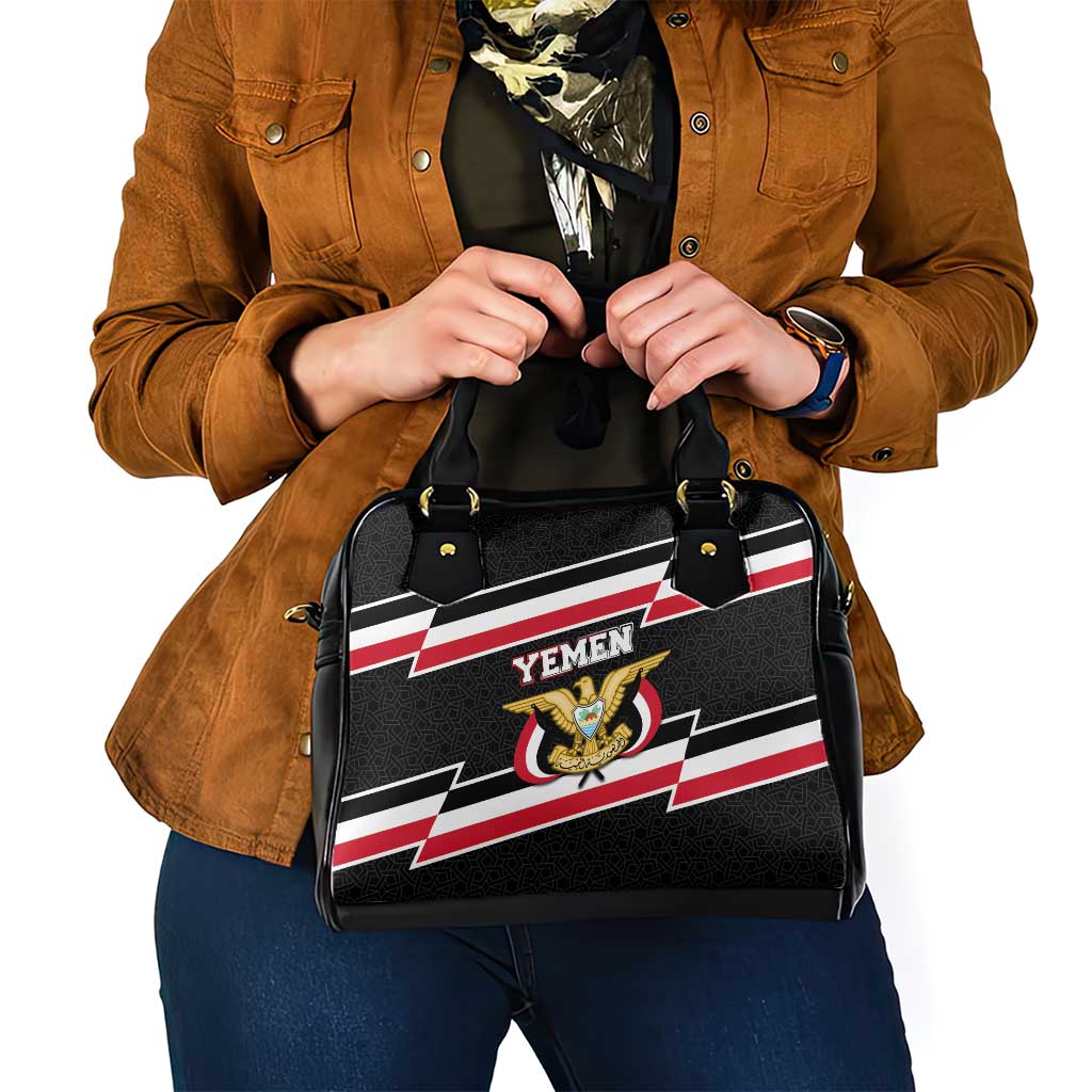 Yemen Shoulder Handbag with National Eagle Emblem and Flag Stripe Design