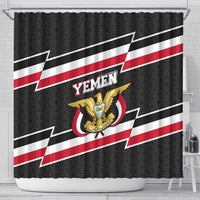 Yemen Shower Curtain with National Eagle Emblem and Flag Stripe Design